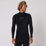 Ocean & Earth - MENS SCRIPT L/S RASH VEST - Black