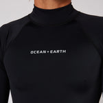 Ocean & Earth - MENS SCRIPT L/S RASH VEST - Black