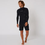 Ocean & Earth - MENS SCRIPT L/S RASH VEST - Black