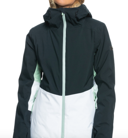 Roxy - Womens Peakside Technical Snow Jacket - BLACK/WHITE/LIME