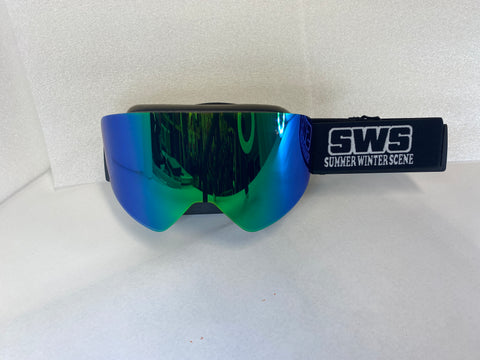 SWS Magnetic Change Goggles - Black - Grey Green w Pink Blue
